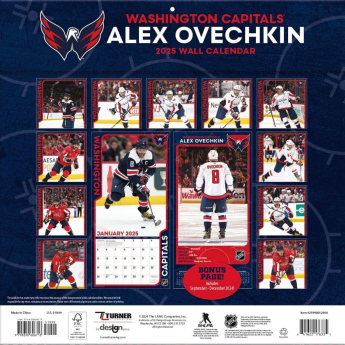 Washington Capitals naptár Alexander Ovechkin #8 2025 Wall Calendar