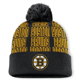 Boston Bruins téli sapka Fundamental Empty Net Cuffed Knit Hat with Pom Black
