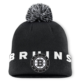 Boston Bruins téli sapka Fundamental High Stick Cuffed Knit Hat with Pom Black