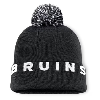 Boston Bruins téli sapka Fundamental High Stick Cuffed Knit Hat with Pom Black