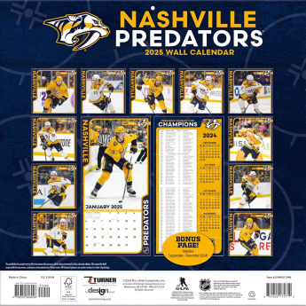 Nashville Predators naptár 2025 Wall Calendar