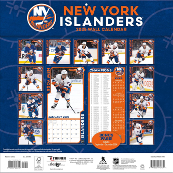 New York Islanders naptár 2025 Wall Calendar