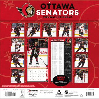 Ottawa Senators naptár 2025 Wall Calendar