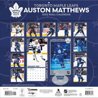 Toronto Maple Leafs naptár #34 Auston Matthews 2025 Wall Calendar