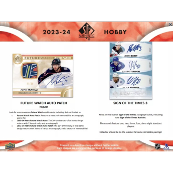 NHL dobozok NHL hokikártyák 2023-24 Upper Deck SP Authentic Hobby Box