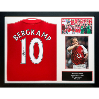 Legendák bekeretezett mez Arsenal FC 1982 Bergkamp Signed Shirt (Framed)