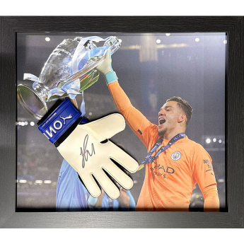 Legendák bekeretezett kesztyű Manchester City FC Ederson Signed Glove (Framed)