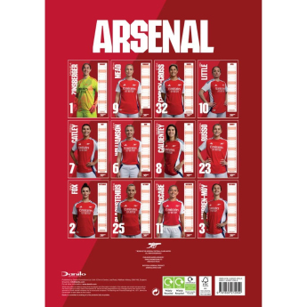 FC Arsenal naptár WFC 2025