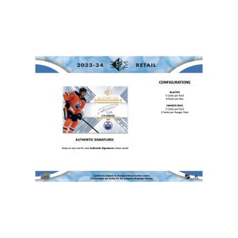 NHL dobozok NHL hokikártyák 2023-24 Upper Deck SP Hockey Blaster Box