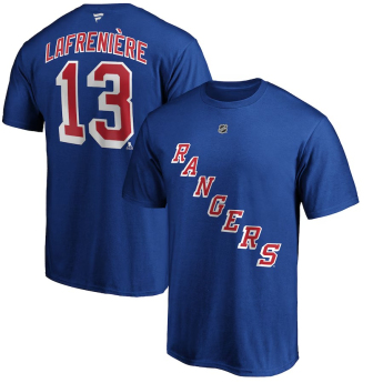 New York Rangers férfi póló Alexis Lafrenière #13 Stack Logo Name & Number