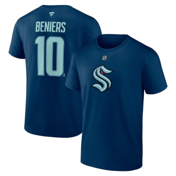 Seattle Kraken férfi póló Matty Beniers #10 Stack Logo Name & Number