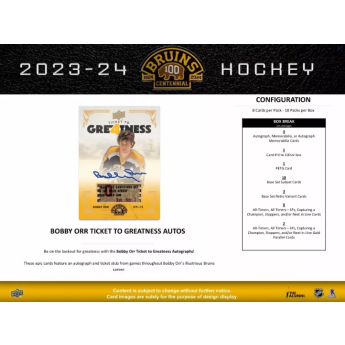 NHL dobozok NHL hokikártyák 2023-24 Upper Deck Boston Bruins Centennial Hobby Box