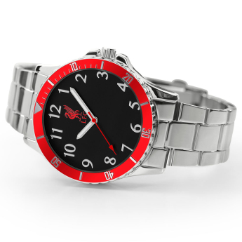 FC Liverpool karóra Mens Red & Silver Bracelet