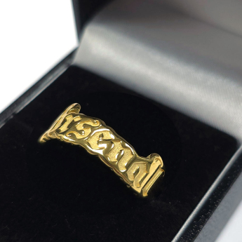 FC Arsenal gyűrű 18ct Gold Plated on Silver Text Ring - S