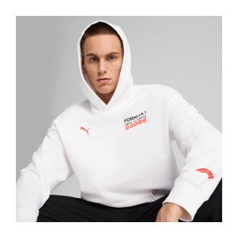 Forma 1 férfi kapucnis pulóver DTS Relaxed white F1 Team 2025