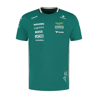 Aston Martin férfi póló Alonso official Teamline Replica green F1 Team 2025