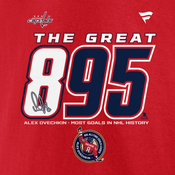 Washington Capitals férfi póló Alex Ovechkin #8 The GR8 Chase Scorer 895 red