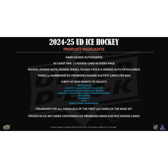 NHL dobozok NHL hokikártyák 2024-25 Upper Deck Ice Hockey Hobby Box