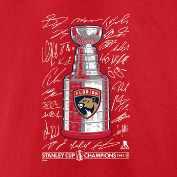 Florida Panthers férfi póló 2025 Stanley Cup Champions Signature Roster red