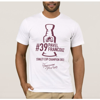Colorado Avalanche férfi póló Pavel Francouz #39 Stanley Cup Champion 2022 white