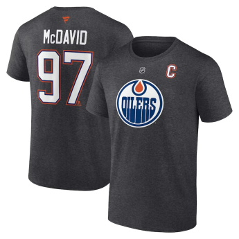 Edmonton Oilers férfi póló Connor McDavid #97 Edmonton Oilers Authentic Stack Name & Number charcoal