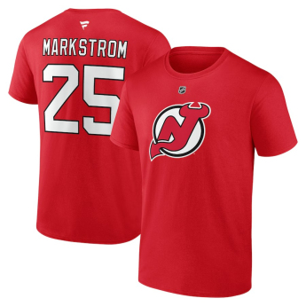 New Jersey Devils férfi póló Jacob Markstrom #25 New Jersey Devils Authentic Stack Name & Number red