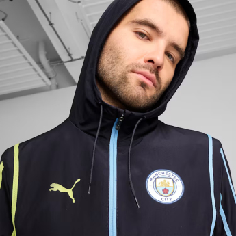 Manchester City férfi futball kabát Pre-Match navy