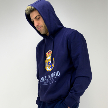 Real Madrid férfi kapucnis pulóver No25 Crest navy