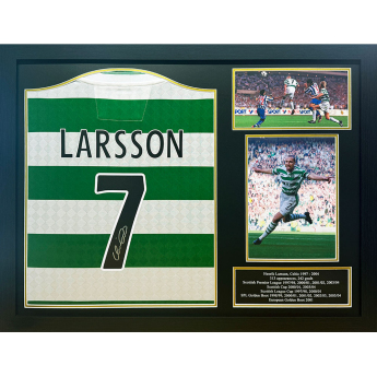 Legendák bekeretezett mez 1988 Larsson Centenary Retro Signed Shirt (Framed)