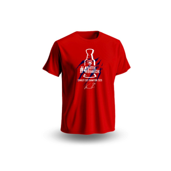 Florida Panthers gyerek póló Vítek Vaněček #41 Stanley Cup Champion 2025 Red