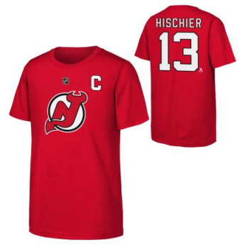 New Jersey Devils gyerek póló Nico Hischier Flat Captains N&N Ss Ctn red