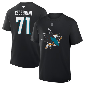 San Jose Sharks férfi póló Macklin Celebrini #71 Authentic Stack Name and Number black