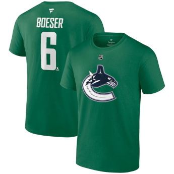 Vancouver Canucks férfi póló Brock Boeser #6 Authentic Stack Name & Number green