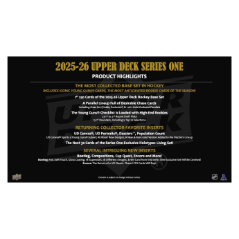 NHL dobozok NHL hokikártyák 2025/26 Upper Deck Series 1 Hobby Box