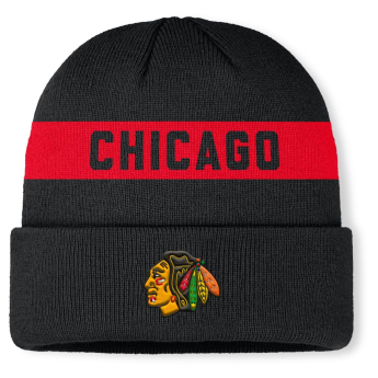 Chicago Blackhawks téli sapka Authentic Pro A/Cap Cuffed inscription