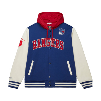 New York Rangers férfi kapucnis pulóver Courtside Fleece Button Front Vintage Logo