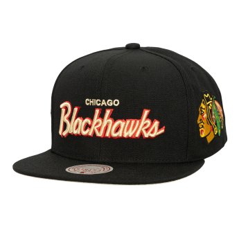 Chicago Blackhawks baseball flat sapka Cream Script Snapback black