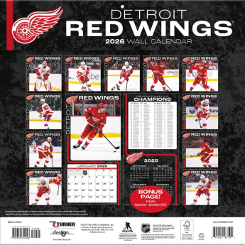 Detroit Red Wings naptár 2026 Wall
