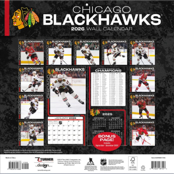 Chicago Blackhawks naptár 2026 Wall