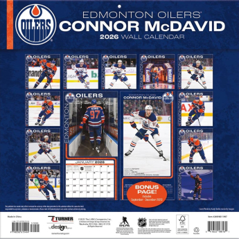 Edmonton Oilers naptár Connor McDavid #97 2026 Wall