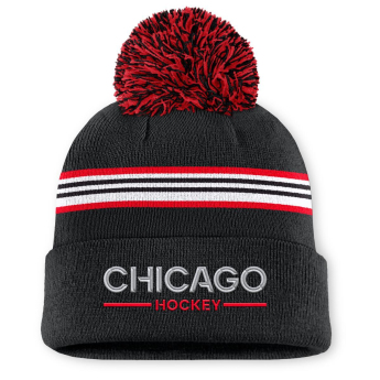 Chicago Blackhawks női téli sapka Authentic Pro W/Cap Cuffed Pom Beanie