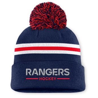 New York Rangers női téli sapka Authentic Pro W/Cap Cuffed Pom Beanie