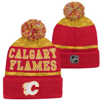 Calgary Flames gyerek téli sapka Puck Pattern Cuffed Pom