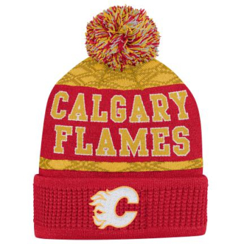 Calgary Flames gyerek téli sapka Puck Pattern Cuffed Pom