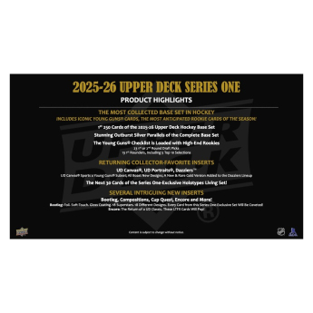 NHL dobozok NHL hokikártyák 2025-26 Upper Deck Series 1 Tin Box