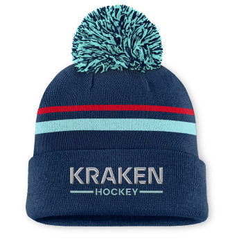 Seattle Kraken női téli sapka Authentic Pro W/Cap Cuffed Pom Beanie