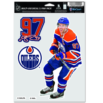 Edmonton Oilers matricák Connor McDavid Multi Use 3 Fan Pack Decal