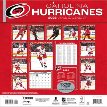 Carolina Hurricanes naptár 2026 Wall