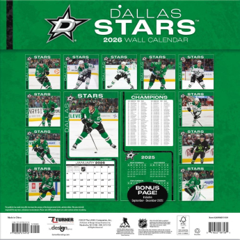 Dallas Stars naptár 2026 Wall