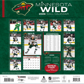 Minnesota Wild naptár 2026 Wall